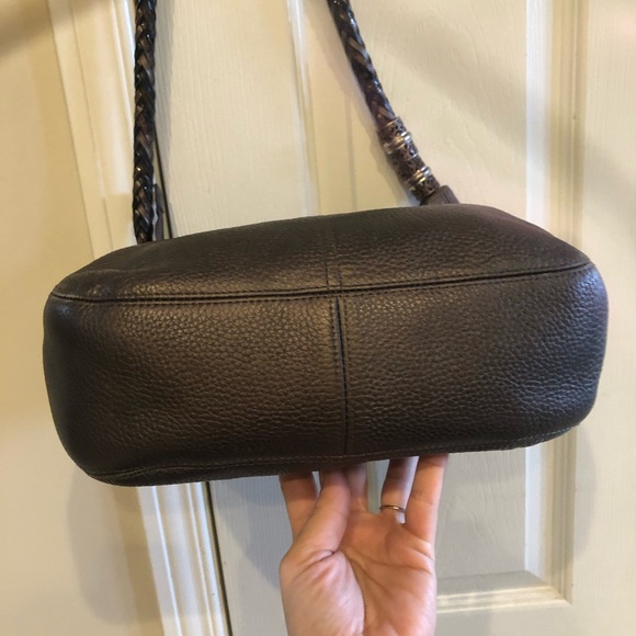 Brighton metallic slate grey hobo bag with sterling silver plated strap detail - Picture 10 of 14